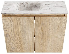 Mondiaz Ture DLux toiletmeubel 60cm washed oak met wastafel glace links zonder kraangat