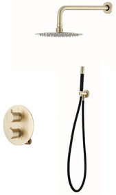 Saniclear Brass Pro inbouw regendouche met 20cm hoofddouche en wandarm geborsteld messing rond