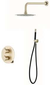 Saniclear Brass Pro inbouw regendouche met 20cm hoofddouche en wandarm geborsteld messing rond