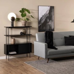 Open Kast Met Schuifdeuren Zwart - 94x27x113.8cm.