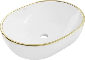 Mexen Viki opbouw wastafel 48 x 35 cm, wit/gouden rand - 21054805