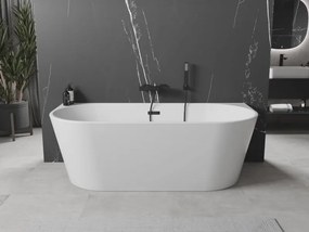 Mexen Oval vrijstaande tegen de muur geplaatste ligbad 180 x 80 cm, wit, zwarte overloop - 52671808000-70