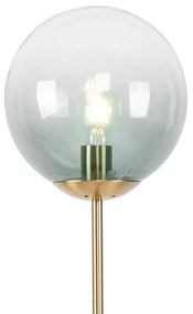 Art Deco vloerlamp messing met groen glas - Pallon Art Deco E27 Binnenverlichting Lamp