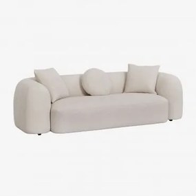 3-zits Bank In Chenille Coco Chenille Dik Wit - Sklum