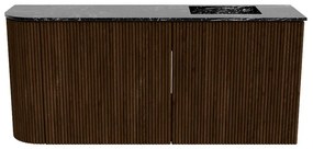 Mondiaz Joya DLux 90cm toiletmeubel ronding links walnut met wastafel faye rechts zonder kraangat lava