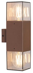 Buiten wandlamp roestbruin met smoke kap 2-lichts IP44 - Denmark Industriele / Industrie / Industrial E27 IP44 Buitenverlichting