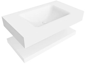 Zaro Alan badmeubel 80cm met planchet talc en vrijhangende wastafel cloud midden 1 kraangat talc