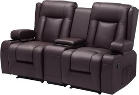 VEVOR Loveseat Relaxfauteuil, verstelbare relaxfauteuil met middenconsole, PU-leren relaxfauteuil met USB-poorten, bekerhouders en opbergvakken, relaxfauteuil voor woonkamer/camper