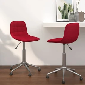 vidaXL Eetkamerstoelen draaibaar 2 st stof wijnrood