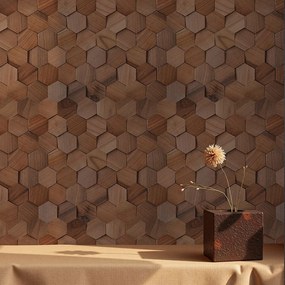 Houten Mozaïekpaneel | Walnoot Velvet | 31×30 cm | Hout | Tegel