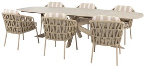 4 Seasons Outdoor Beverly tuinset met Prado tafel 240 cm LoungestoelTuinstoel beige weerbestendig