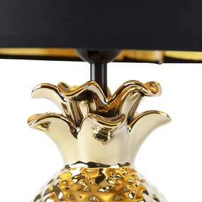 Art Deco tafellamp goud met zwart-gouden kap - Pina Art Deco E27 rond Binnenverlichting Lamp