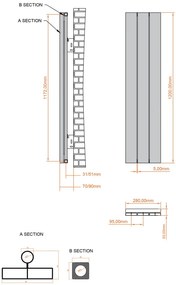 Eastbrook Charlton radiator 30x120cm aluminium 585W antraciet