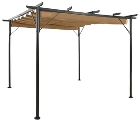 vidaXL Pergola met uittrekbaar dak 180 g/m² 3x3 m staal taupe