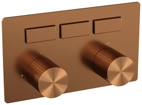 Brauer Stripe 3-weg inbouwthermostaat met drukknoppen koper geborsteld PVD