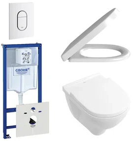 Villeroy & Boch O.Novo Toiletset - softclose en quickrelease zitting - bedieningsplaat verticaal wit - wit 0729205/0729242/0124182/1024992/