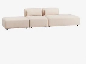2-delige Modulaire Bank Met Rechter Chaise Longue En Poef Fogler Teddystof Crème Beige - Sklum