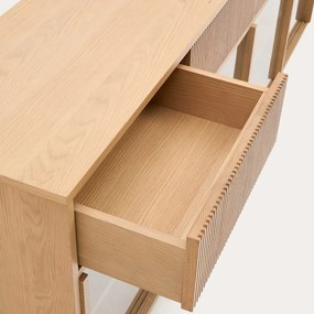 Kave Home Helvine Dressoir Eiken Met Glazen Schuifdeuren - 200x40x80cm.