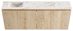 Mondiaz Ture DLux toiletmeubel 120cm washed oak met wastafel frappe links met kraangat