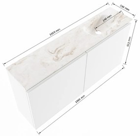 Mondiaz Ture DLux toiletmeubel 100cm fire met wastafel glace rechts zonder kraangat