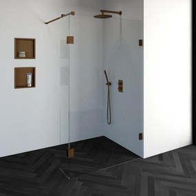 BRAUER Void inloopdouche helder glas 120x200 met 30 zijwand incl. glascoating PVD koper geborsteld GS-VOI2H12030200GK