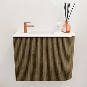 Mondiaz Joya 50cm toiletmeubel ronding rechts dusk met wastafel faye links 1 kraangat talc