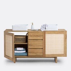 Dubbele wastafel met rotanriet L145cm, Arty