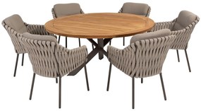 Taste by 4 Seasons Prado tuintafel terre met rond teak blad Ø 160 cm Tuintafel   bruin weerbestendig