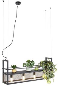 Industriële hanglamp zwart met gaas 4-lichts - Cage Rack