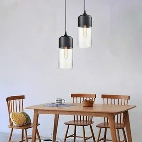 Hangende glazen plafondlamp Zenit B Zwart
