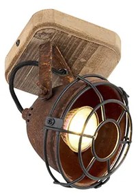 Industriële spot roestbruin met hout kantelbaar - Gina