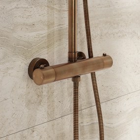 Saniclear Antique Curved Pro opbouw regendouche verouderd messing met 20cm hoofddouche