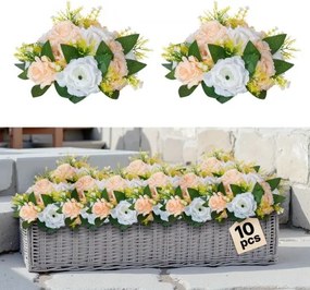 VEVOR Kunstbloemen, 10 stuks, 240 x 240 x 120 mm, Kunstbloemenballen, Zijden rozen, Rozenarrangementen voor bruiloften, feesten, tafeldecoraties en woondecoratie, Champagne & witte rozen
