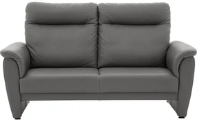 Goossens Excellent Bank More Met Hoge Rug blauw, leer, 2-zits, stijlvol landelijk