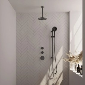 Brauer Gunmetal Edition complete inbouw regendouche met 3 standen handdouche, plafondarm, glijstang en hoofddouche 20cm set 23 gunmetal geborsteld PVD