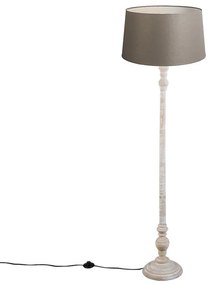 Landelijke vloerlamp taupe met linnen kap 45 cm - Classico