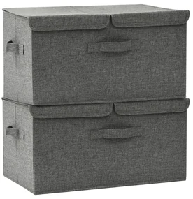 vidaXL Opbergboxen 2 st 50x30x25 cm stof antracietkleurig