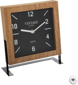 Atmosphera tafelklok Swiss - Stijlvol bruin/zwart design - 20 x 23 cm - Op standaard