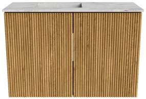 Mondiaz Joya DLux 60cm toiletmeubel oak met wastafel faye links zonder kraangat glace