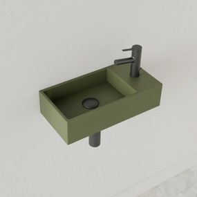 Sanigoods Nano fontein rechts olijf groen met kraangat 36x18cm