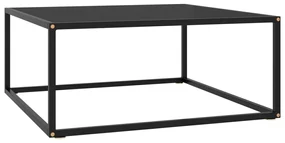 vidaXL Salontafel met zwart glas 80x80x35 cm zwart