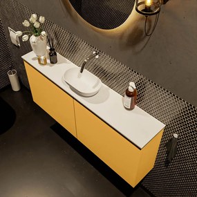 Mondiaz Fowy toiletmeubel 120cm ocher met witte waskom midden zonder kraangat