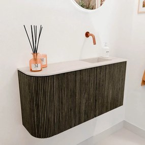 Mondiaz Joya DLux 80cm toiletmeubel ronding links shadow met wastafel faye rechts zonder kraangat meli