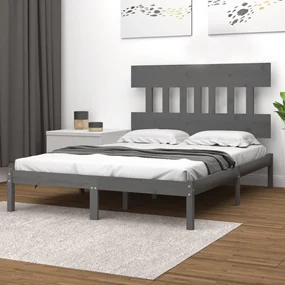 vidaXL Bedframe massief hout grijs 140x200 cm