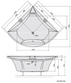 Polysan Bermuda hoekbad 155x155x47cm wit