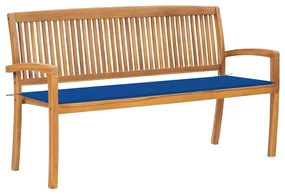 vidaXL Tuinbank stapelbaar met kussen 159 cm massief teakhout