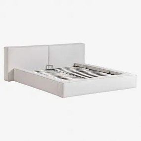 Gestoffeerd Bed Met Opbergruimte Lunari Gebroken Wit Chenille & 140 X 190 Cm - Sklum