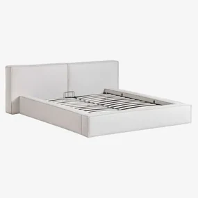 Gestoffeerd Bed Met Opbergruimte Lunari Zand Stof Ivoor & 140 X 190 Cm - Sklum