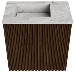 Mondiaz Joya DLux 40cm toiletmeubel walnut met wastafel faye links 1 kraangat glace