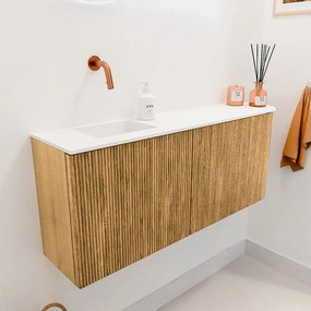 Mondiaz Joya 100cm toiletmeubel ronding rechts oak met wastafel faye links zonder kraangat talc